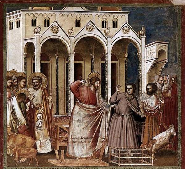 GIOTTO di Bondone Expulsion of the Money-changers from the Temple Norge oil painting art